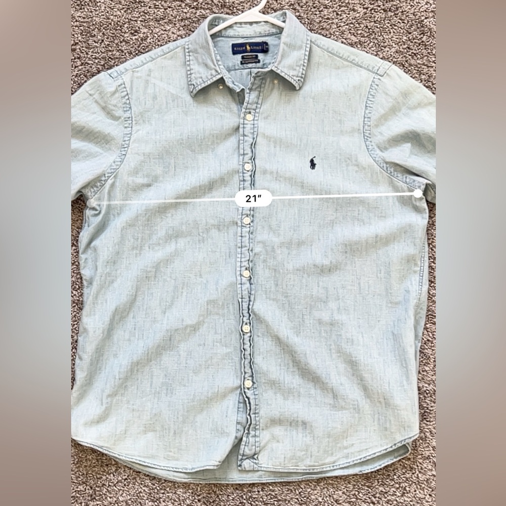 Ralph Lauren Light Blue Short Sleeve Button-Down Shirt - Picture 6 of 7